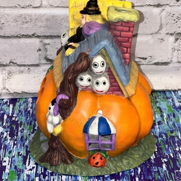 Halloween Pumpkin JOL House Ceramic Holiday Tea Light Holder Ghosts Witch Decor - Picture 6 of 8
